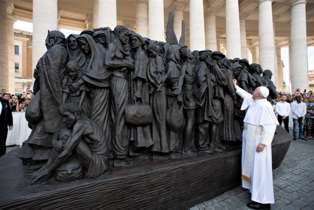 Pope Francis with Angels Unawares in St Peter's Square